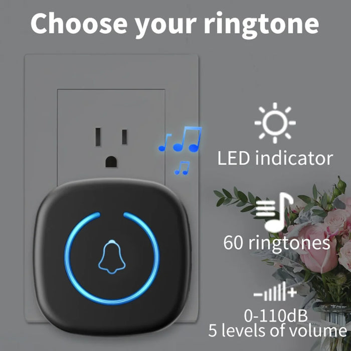 M8 Commercial Wireless Door Magnet Sensor Chime Welcome Visitor Alert with 2 Transmitter + 2 Receiver - US Plug / Black - 7
