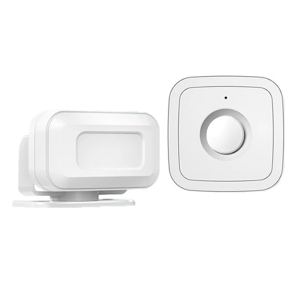 M12 52 Musics Wireless Sensor Welcome Doorbell Shop Entry Detector Alarm with 1 Transmitter + 1 Receiver - US Plug / White - 1