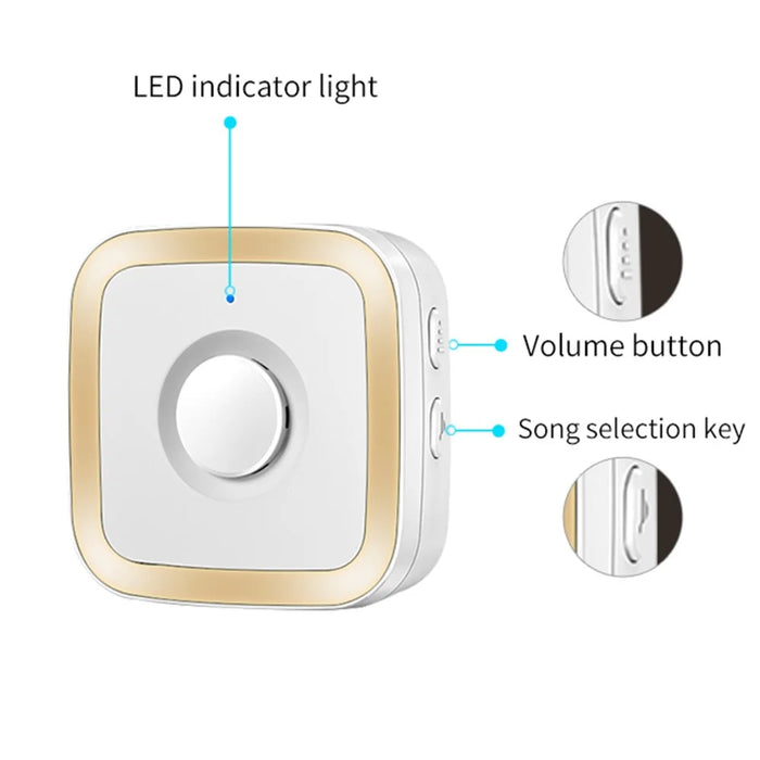 M12 52 Musics Wireless Sensor Welcome Doorbell Shop Entry Detector Alarm with 1 Transmitter + 1 Receiver - US Plug / White - 5