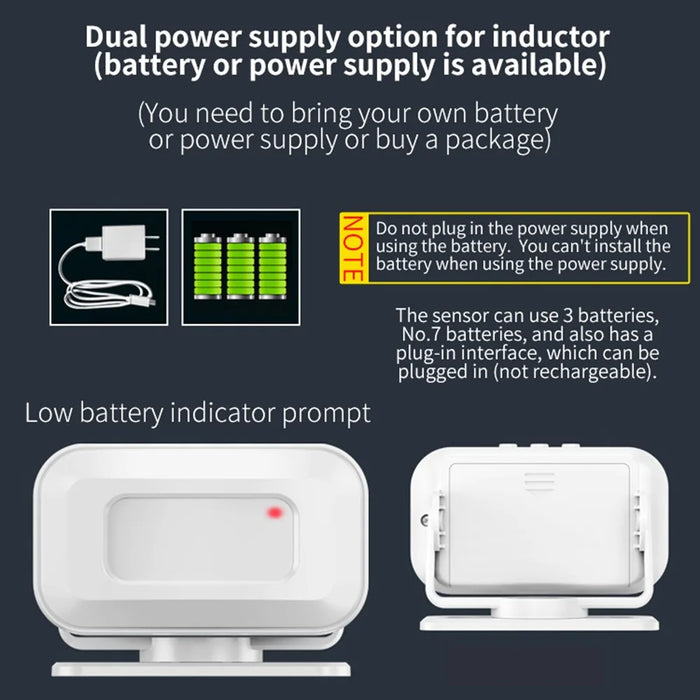 M12 52 Musics Wireless Sensor Welcome Doorbell Shop Entry Detector Alarm with 1 Transmitter + 1 Receiver - US Plug / White - 6
