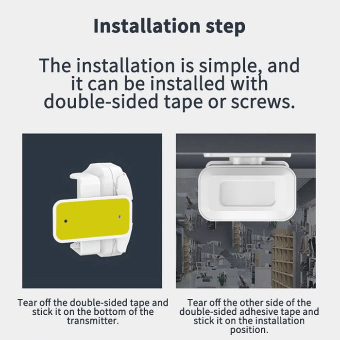 M12 52 Musics Wireless Sensor Welcome Doorbell Shop Entry Detector Alarm with 1 Transmitter + 1 Receiver - US Plug / White - 7