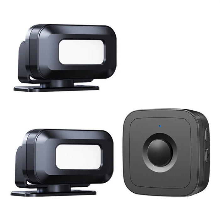 M12 52 Musics Wireless Sensor Welcome Doorbell Shop Entry Detector Alarm with 2 Transmitter + 1 Receiver - US Plug / Black - 1