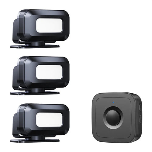 M12 52 Musics Wireless Sensor Welcome Doorbell Shop Entry Detector Alarm with 3 Transmitter + 1 Receiver - US Plug / Black - 1