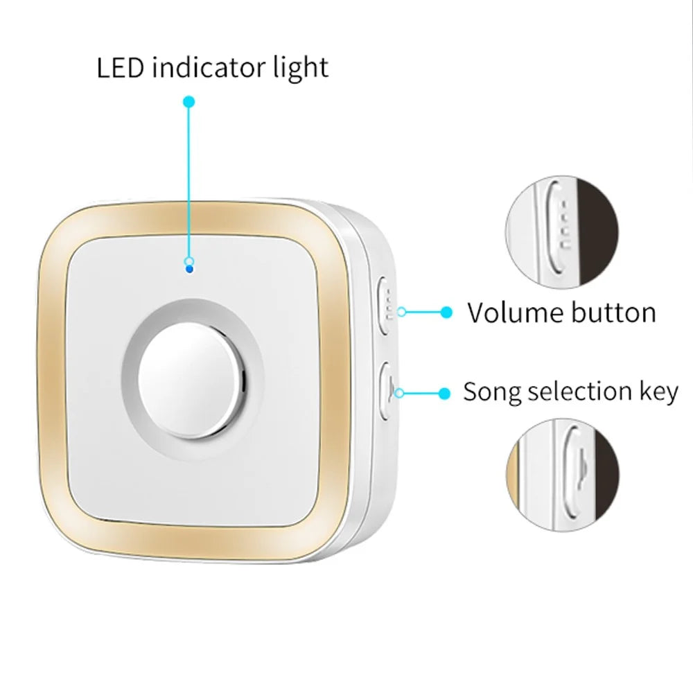 M12 52 Musics Wireless Sensor Welcome Doorbell Shop Entry Detector Alarm with 3 Transmitter + 1 Receiver - US Plug / Black - 6