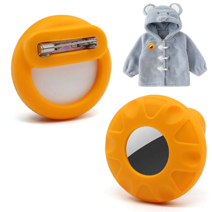 For Apple AirTag Silicone Cover Bluetooth-compatible Tracker Protective Case Brooch Style - White - 3