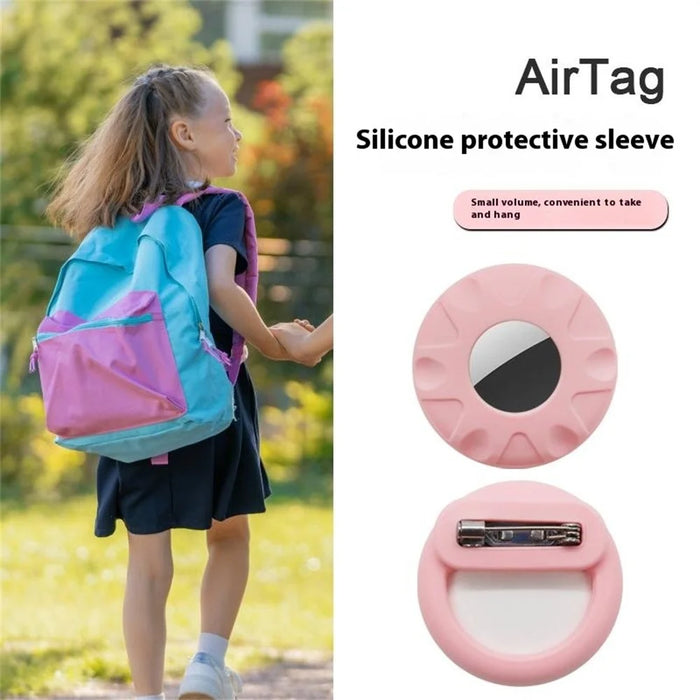 For Apple AirTag Silicone Cover Bluetooth-compatible Tracker Protective Case Brooch Style - White - 4