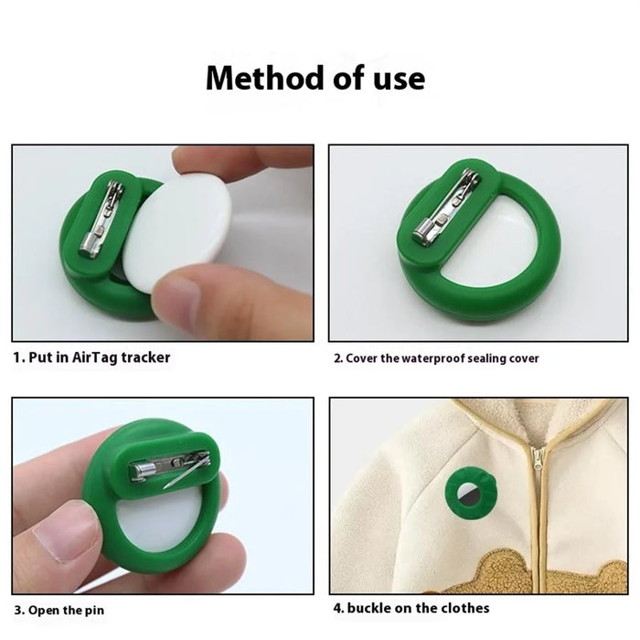 For Apple AirTag Silicone Cover Bluetooth-compatible Tracker Protective Case Brooch Style - White - 6