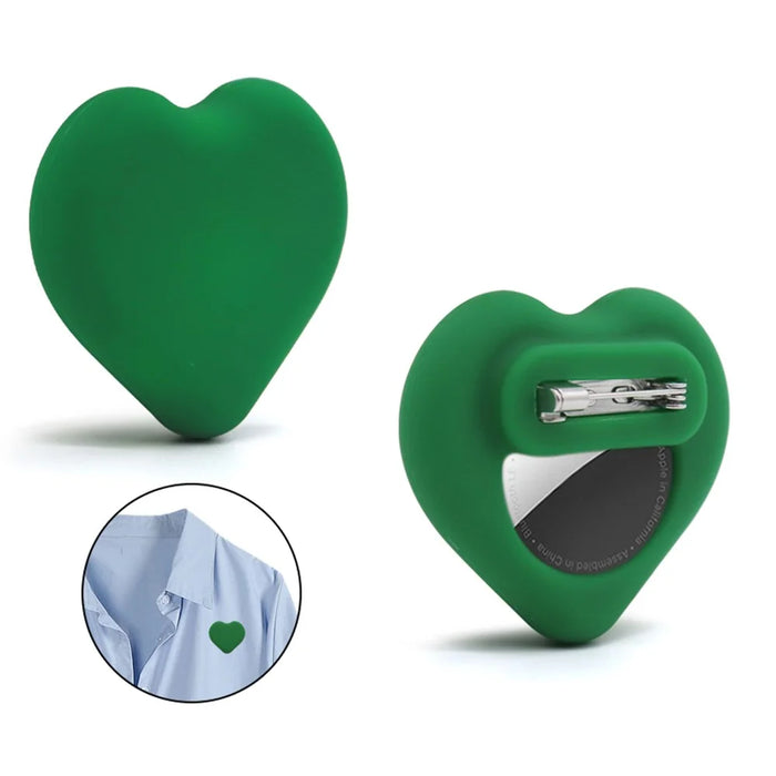 For Apple AirTag Silicone Case Heart Shaped Brooch Style Bluetooth-compatible Tracker Protective Cover - White - 4