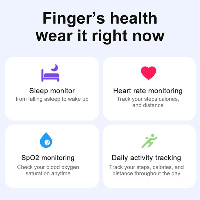 R03 Sleep Tracker Blood Oxygen Heart Rate Monitor Multifunction Smart Ring ( Magnetic Cable Charging ) - Black  /  Size 7 - 2