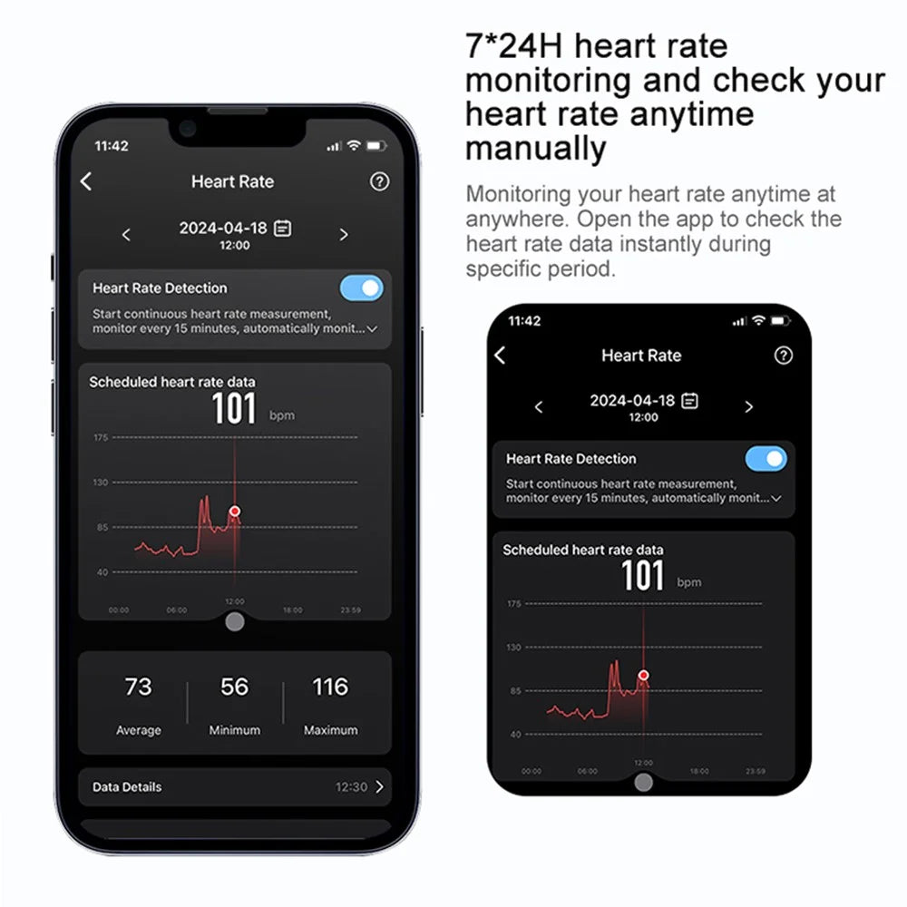 R03 Sleep Tracker Blood Oxygen Heart Rate Monitor Multifunction Smart Ring with Charging Case - Black  /  Size 7 - 6