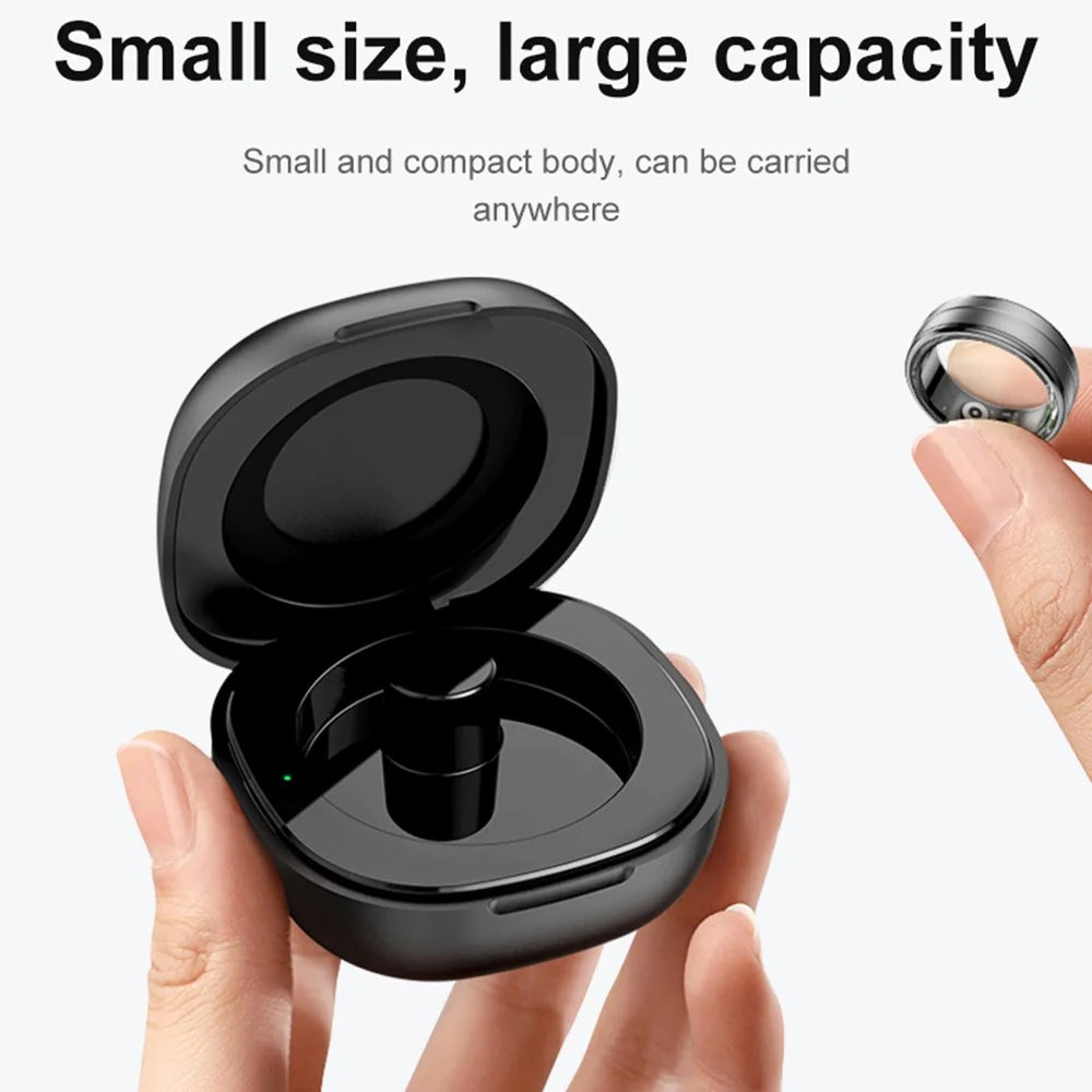 R06 5ATM Waterproof Aluminum Alloy Smart Ring Blood Oxygen Heart Rate Monitor with Charging Case - Black  /  Size 8 - 2