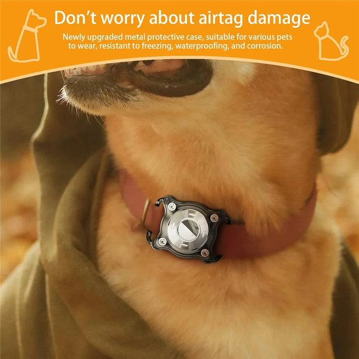 For AirTag Anti Drop Protective Case Pet Collar Bluetooth-compatible Tracker Waterproof Cover with Bell - Black - 7