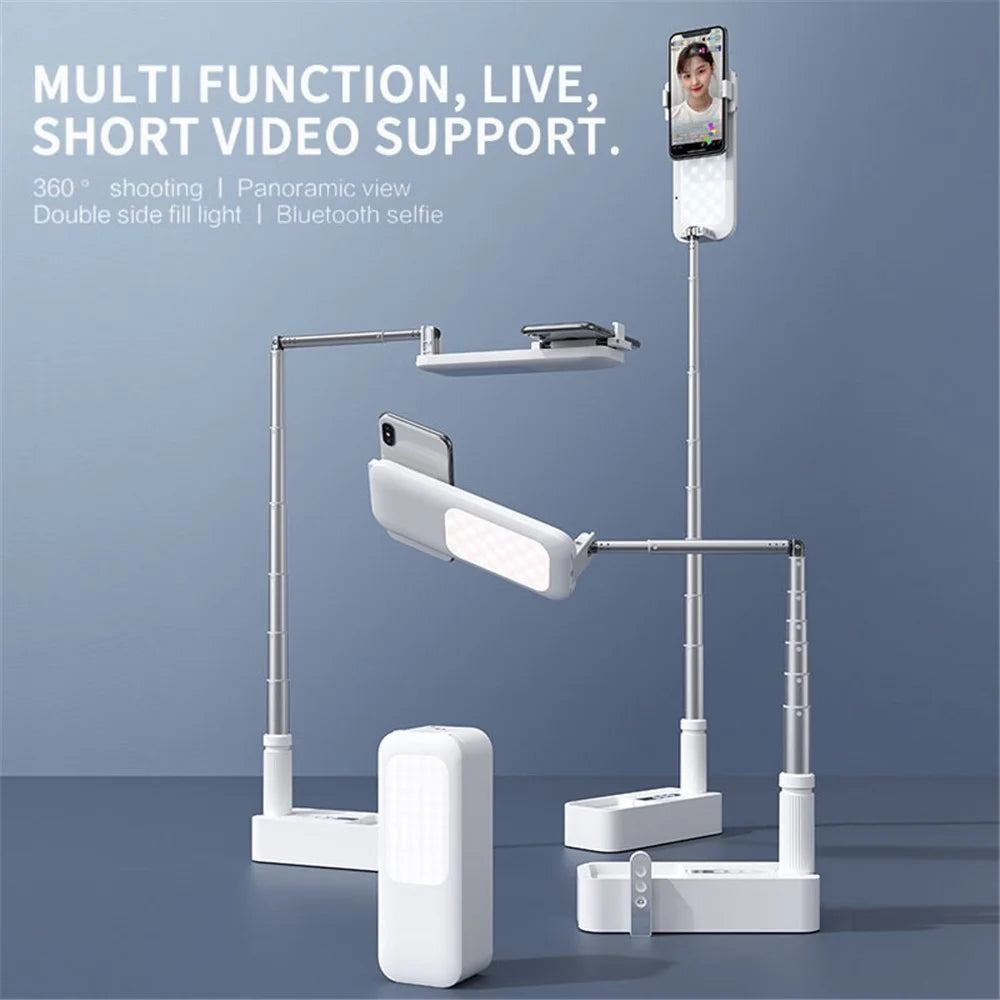 Multi-functional Phone Holder Light Panoramic View LED Fill Light for Live Broadcast Short Video Shooting Makeup - 6
