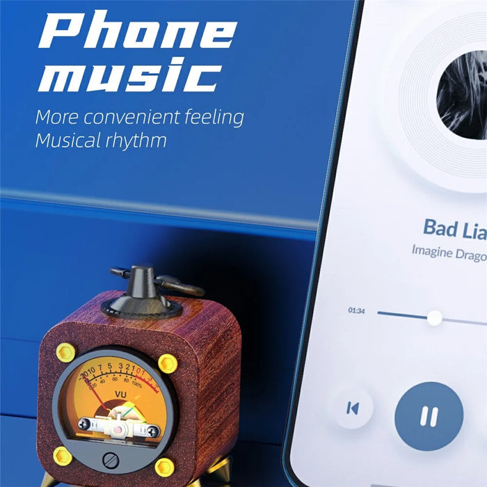 AODUKE AJVU01-S Wooden Analog VU Meter Rhythm Light Sound Level Meter - 3
