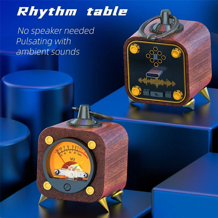 AODUKE AJVU01-S Wooden Analog VU Meter Rhythm Light Sound Level Meter - 4