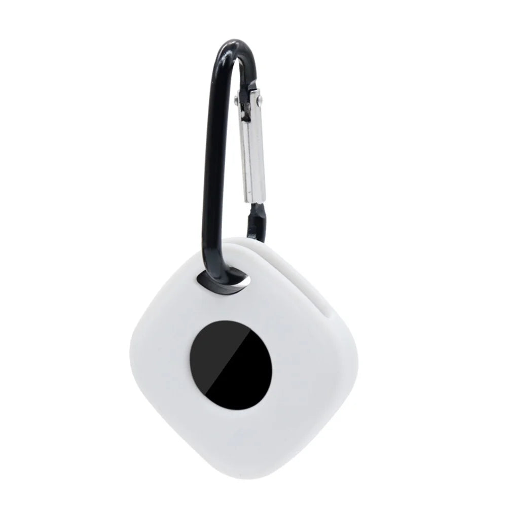 For Tile Mate (2024) Silicone Case Bluetooth-compatible Tracker Protective Cover with Keychain - White - 1