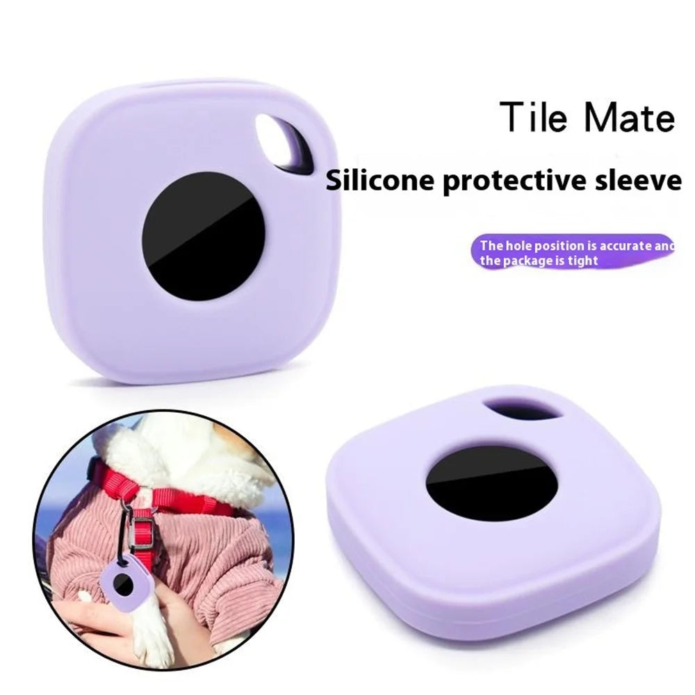 For Tile Mate (2024) Silicone Case Bluetooth-compatible Tracker Protective Cover with Keychain - White - 3