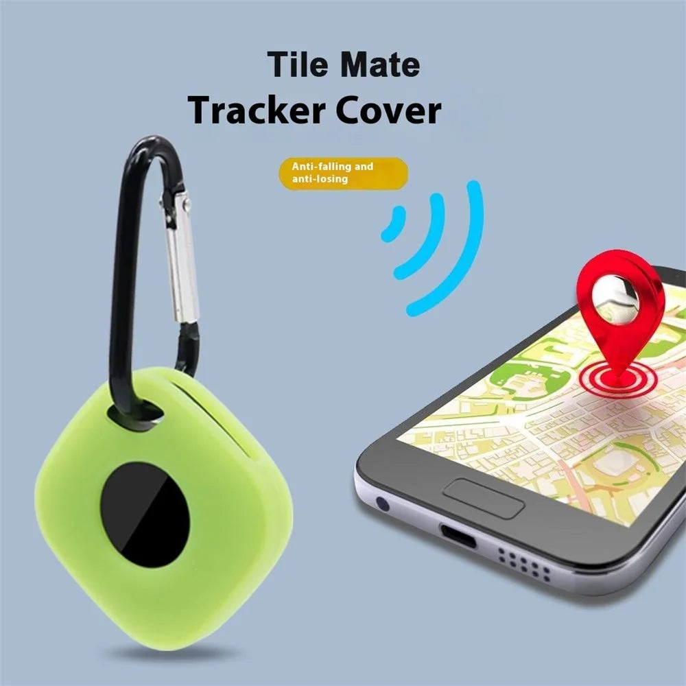 For Tile Mate (2024) Silicone Case Bluetooth-compatible Tracker Protective Cover with Keychain - White - 4