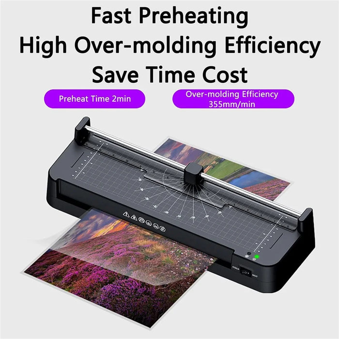 FN337 A3 Laminator Fast Preheat Photos Documents Menus Laminating Machine with A3 A4 A5 A6 Films Corner Rounder Hole Puncher - US Plug - 3