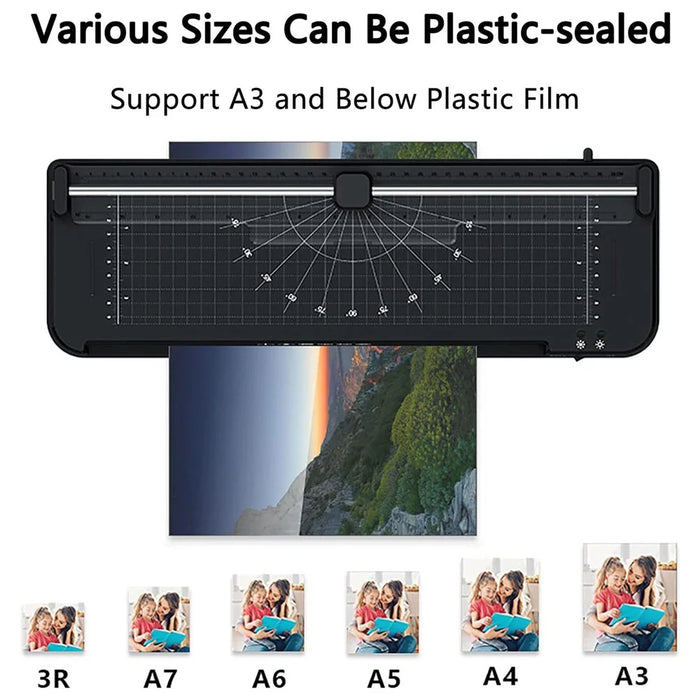 FN337 A3 Laminator Fast Preheat Photos Documents Menus Laminating Machine with A3 A4 A5 A6 Films Corner Rounder Hole Puncher - US Plug - 5
