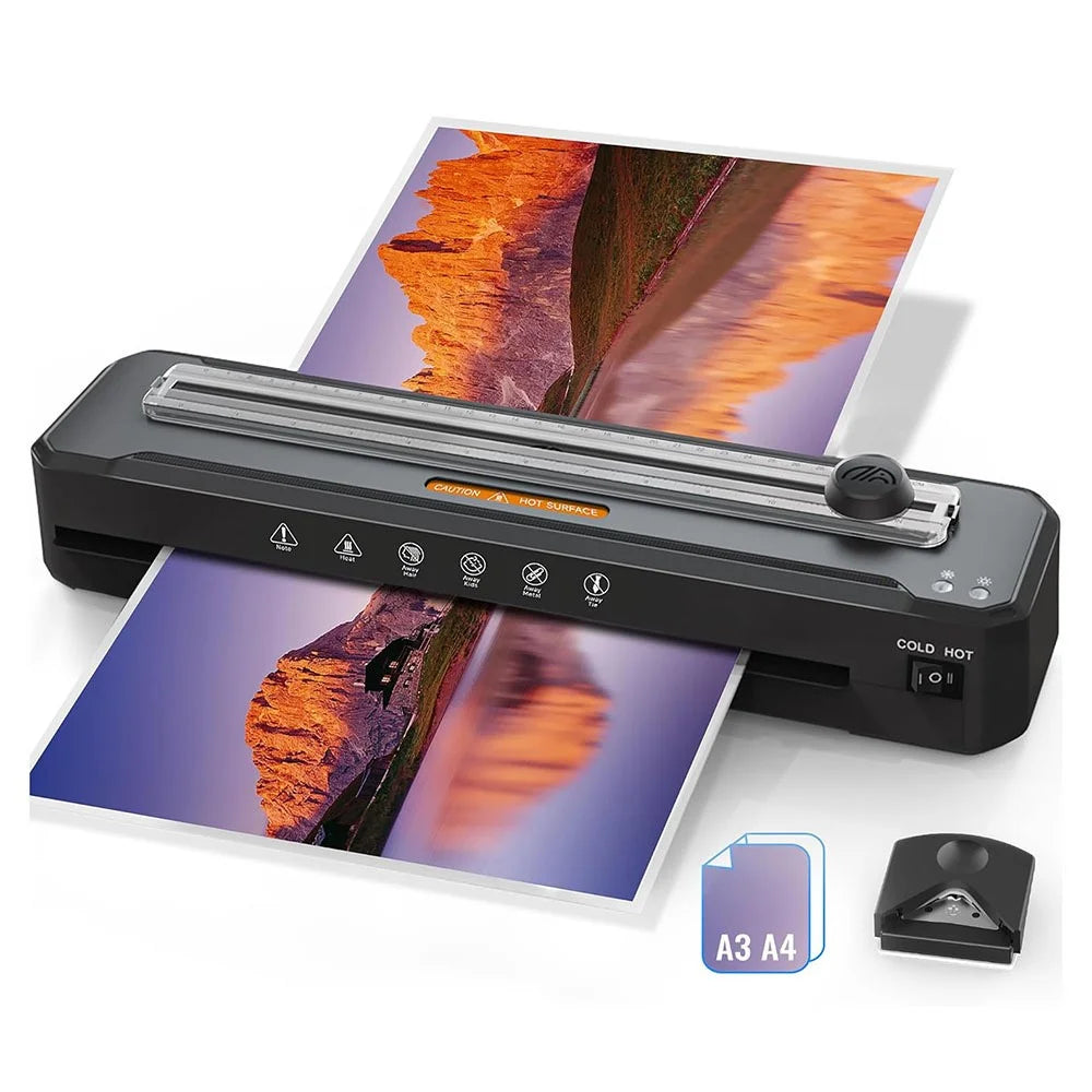 FANGNUO FNL007 A3 Laminator Hot Cold Photo Document Laminating Machine with 40 Films and Round Corner Cutter - US Plug - 1