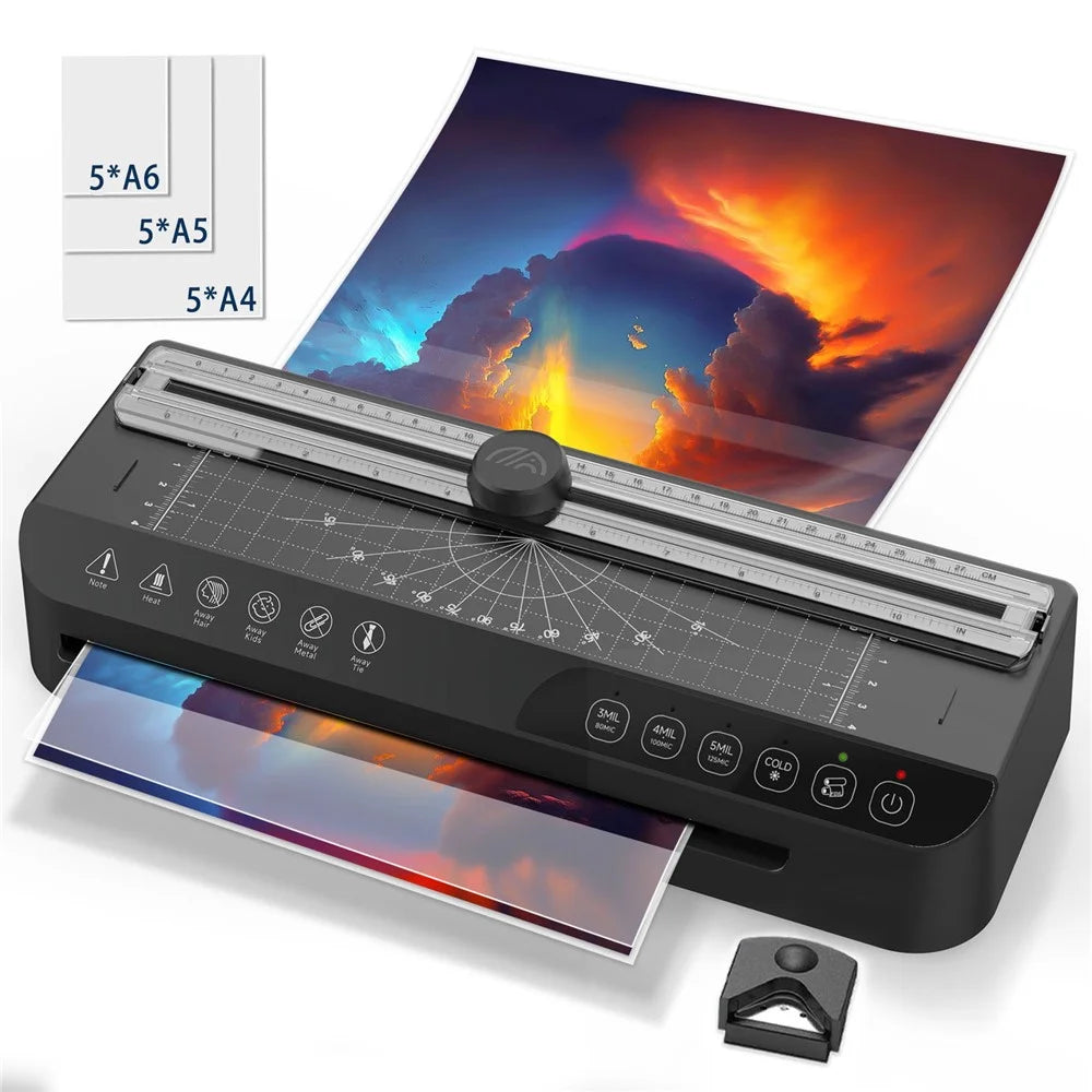 FNL008 Smart A4 Laminator Home Office Photo Laminating Machine with A4 A5 A6 Films and Corner Rounder - US Plug - 2
