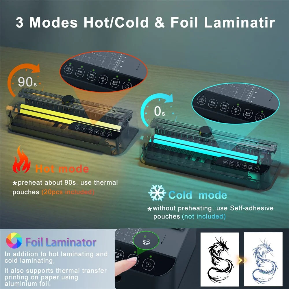 FNL008 Smart A4 Laminator Home Office Photo Laminating Machine with A4 A5 A6 Films and Corner Rounder - US Plug - 3