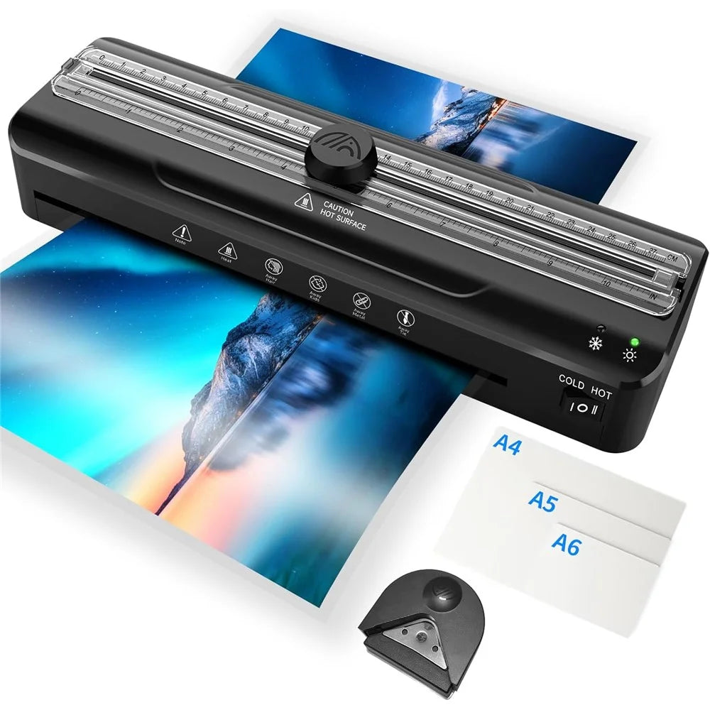 FNL009 A4 Laminator Machine Multifunctional Photo Document Laminating Device with A4 A5 A6 Films and Corner Rounder - US Plug - 1