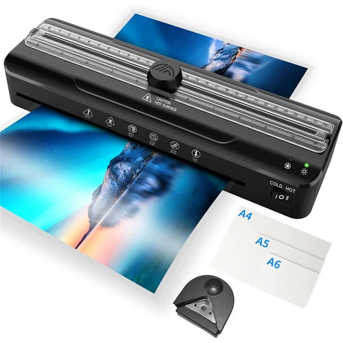 FNL009 A4 Laminator Machine Multifunctional Photo Document Laminating Device with A4 A5 A6 Films and Corner Rounder - US Plug - 1