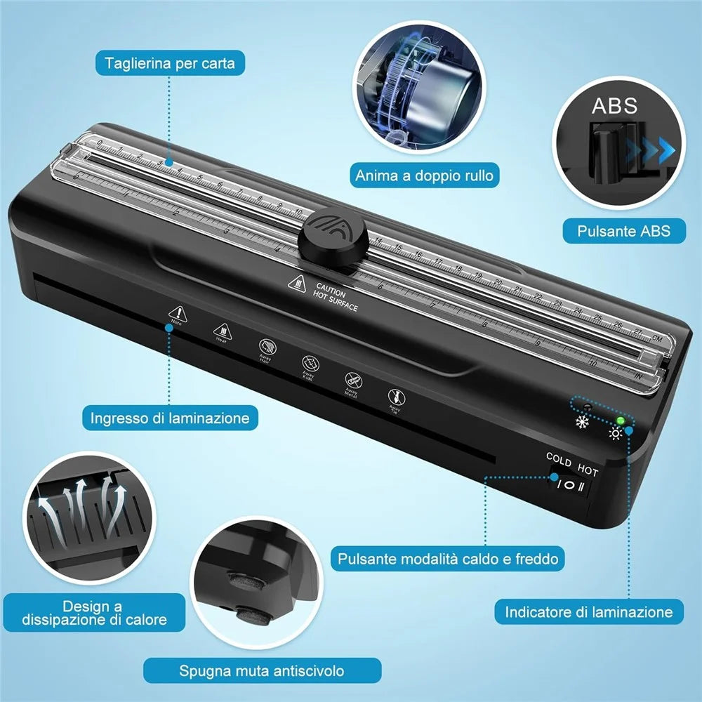 FNL009 A4 Laminator Machine Multifunctional Photo Document Laminating Device with A4 A5 A6 Films and Corner Rounder - US Plug - 3