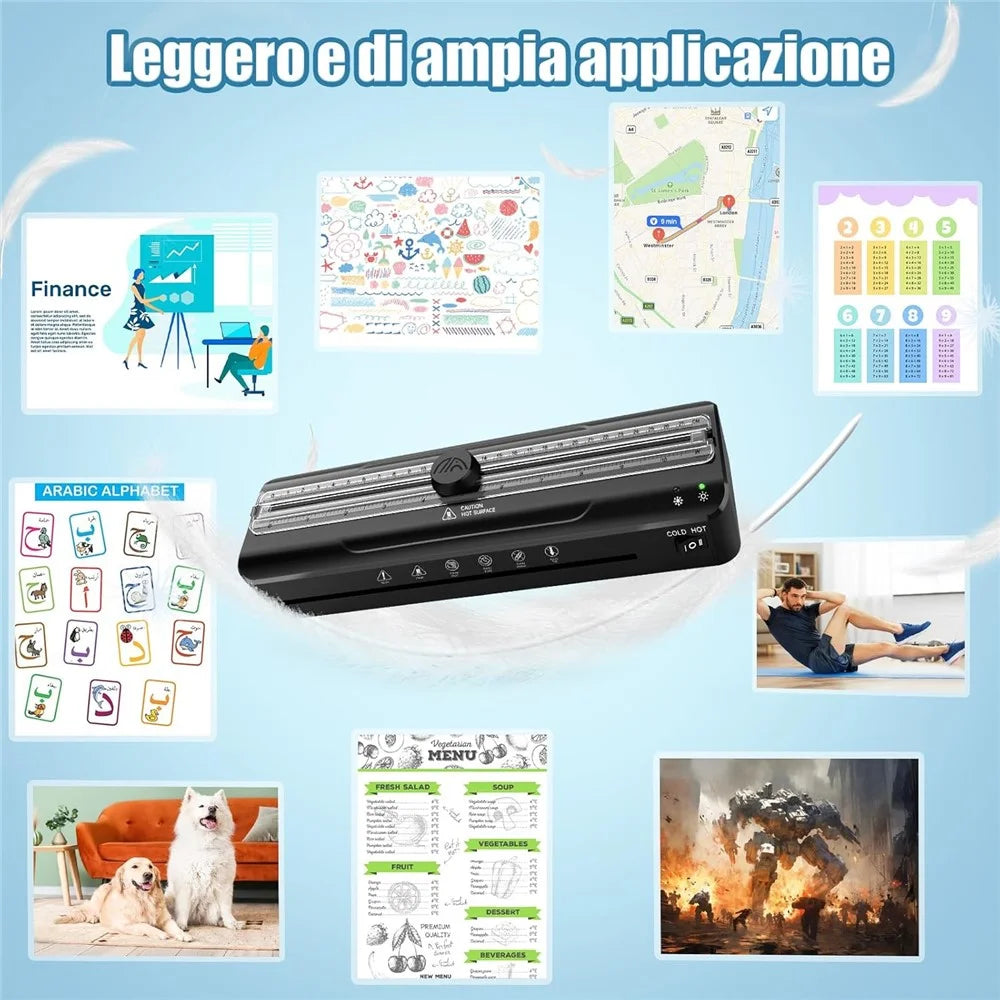 FNL009 A4 Laminator Machine Multifunctional Photo Document Laminating Device with A4 A5 A6 Films and Corner Rounder - US Plug - 4