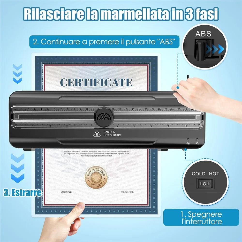 FNL009 A4 Laminator Machine Multifunctional Photo Document Laminating Device with A4 A5 A6 Films and Corner Rounder - US Plug - 6