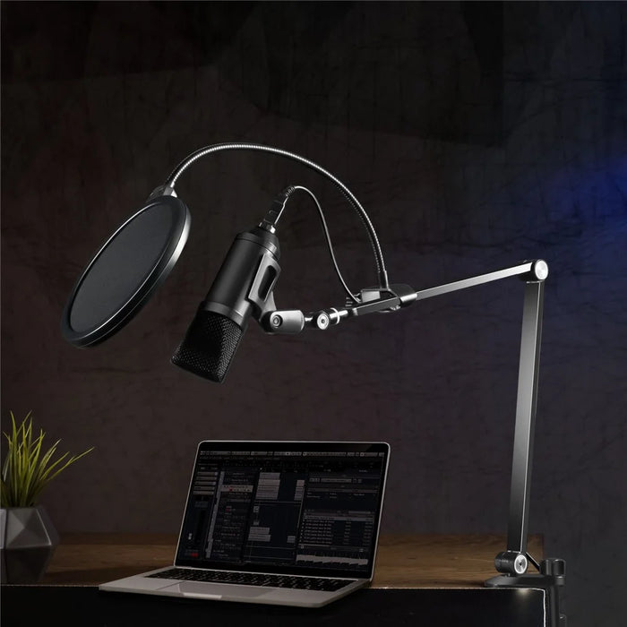 UPERGO AP-4M Adjustable Microphone Suspension Arm Stand with Mic Clip Pop Filter - 3