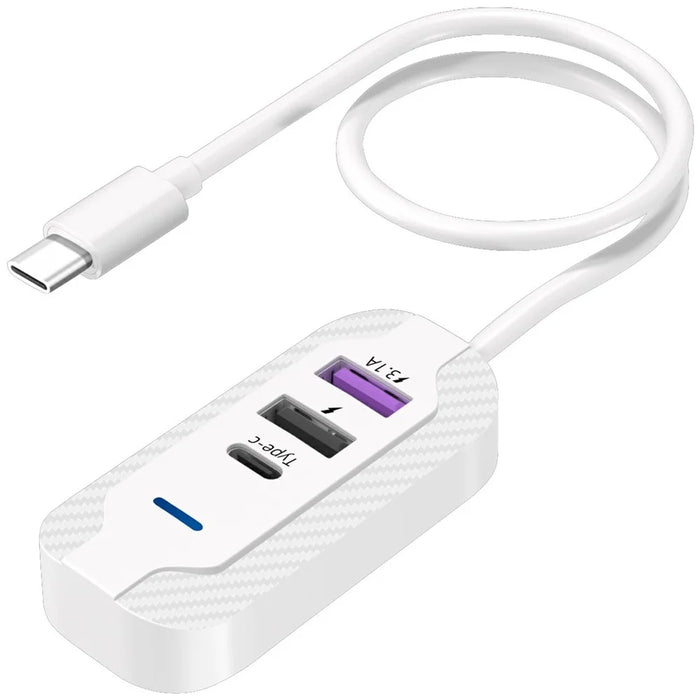 Y4 Car Rear Seat Multi Port Power Expander Type C + Dual USB Fast Charger with 1m Extension Cable - 1