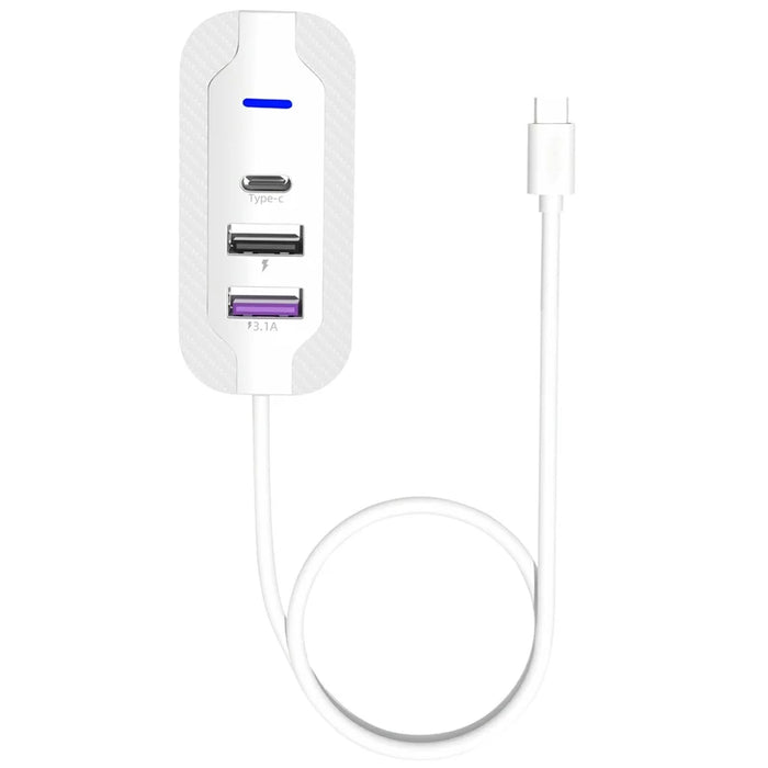 Y4 Car Rear Seat Multi Port Power Expander Type C + Dual USB Fast Charger with 1m Extension Cable - 2