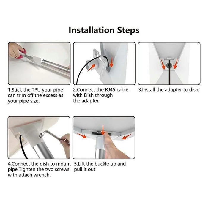 For Starlink Gen3 Pipe Adapter Round Pipe Plastic V4 Standard Dish Mounting Kit Accessories - 3