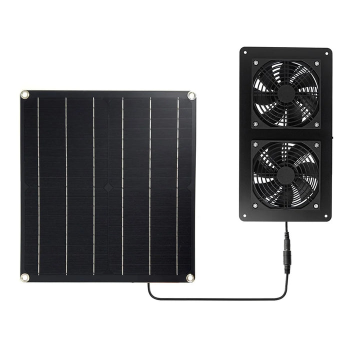 20W-2FAN12 Portable Solar Panel Dual Fan Exhaust Fan Outdoor Camping Tent Fan Pet Ventilation Fan - 1