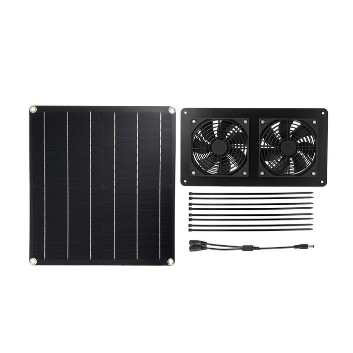20W-2FAN12 Portable Solar Panel Dual Fan Exhaust Fan Outdoor Camping Tent Fan Pet Ventilation Fan - 6