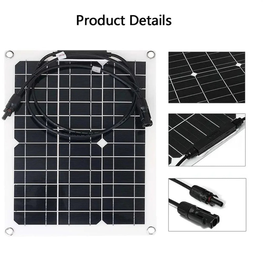 XXM380-280-MC4 Flexible Solar Panel Monocrystalline Silicon 15W 18V Output MC4 Connector - 3