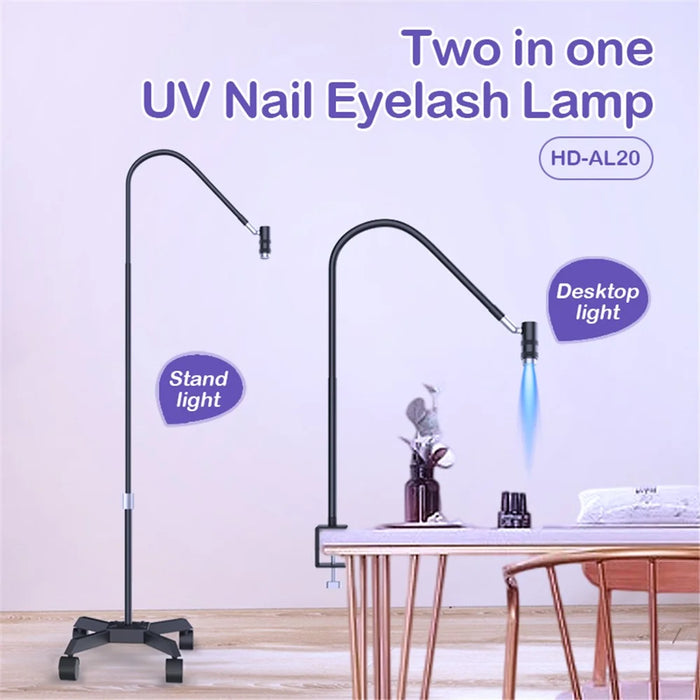 AL30 UV Lamp For Eyelash Extension  /  Nail Art 6W LED Light Curing Dryer with 360° Adjustable Gooseneck - Black - 2