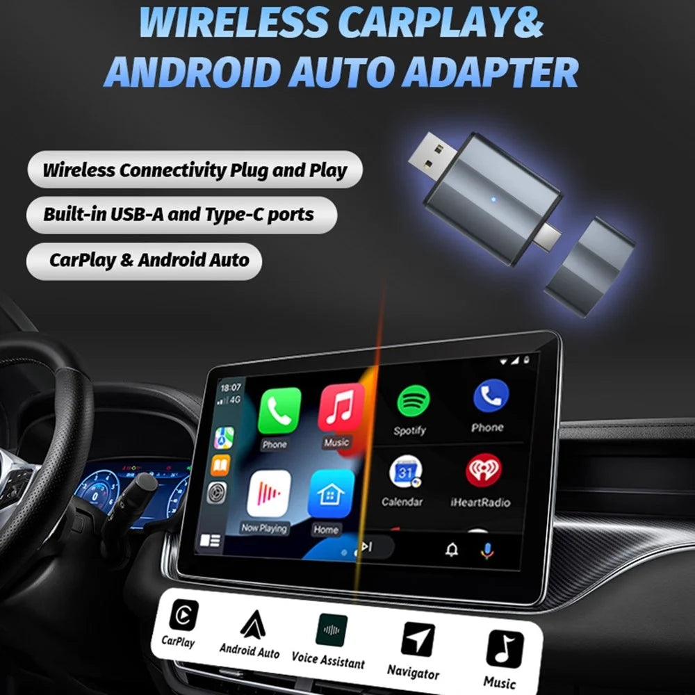 PL2 Carplay Wireless Converter Box USB / TYPE-C Dual Interface Adapter For Wired to Wireless Carplay / Android Auto Upgrade - 3
