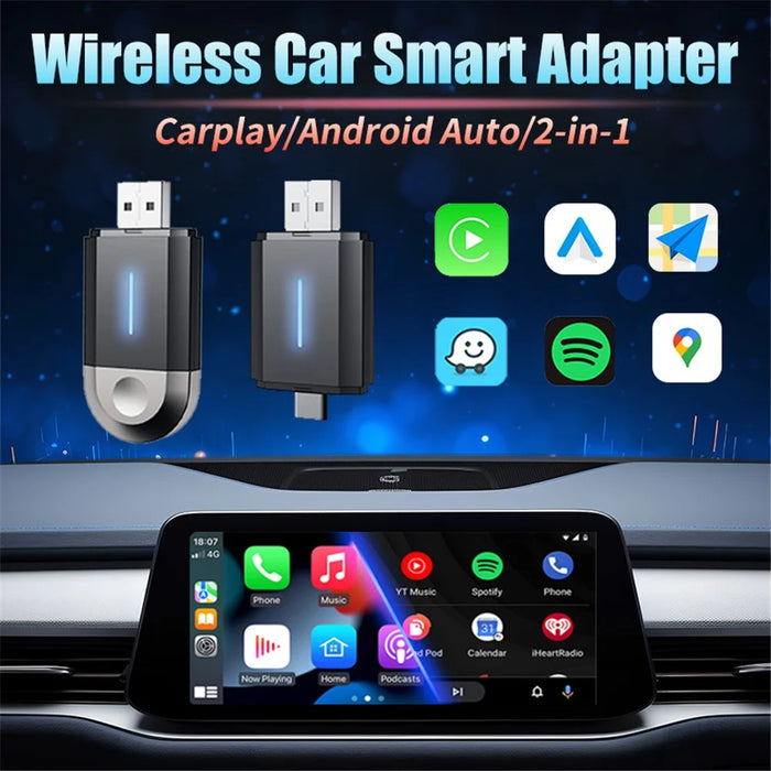 PL6 2 In 1 USB / Type-C Wireless CarPlay Adapter for Wired CarPlay Android Auto Conversion Box - 3
