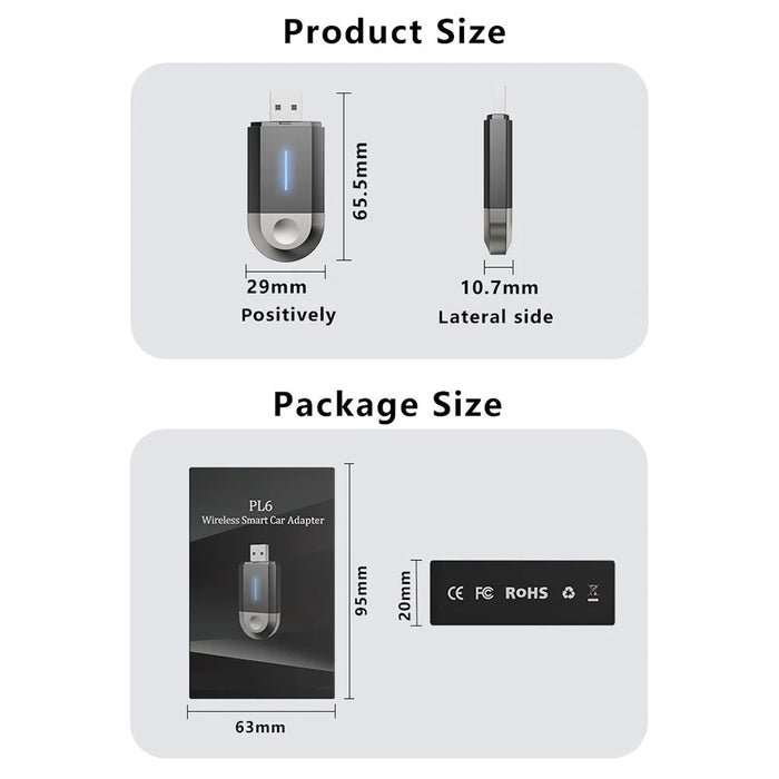 PL6 2 In 1 USB / Type-C Wireless CarPlay Adapter for Wired CarPlay Android Auto Conversion Box - 7
