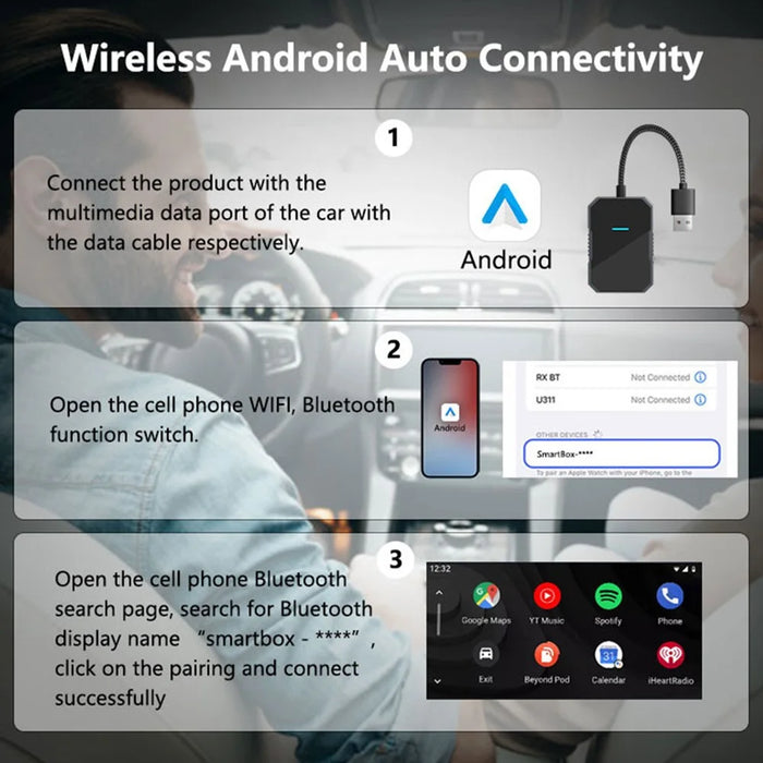 PL7 USB Wired to Wireless CarPlay Adapter Box Quad-Core A53 Processor Bluetooth-compatible 5.0  /  WiFi 5.8 Converter - 6