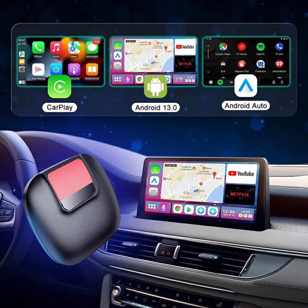 GT8 3 In 1 Wireless Smart Car Android Auto Adapter Android 13 CarPlay Box Support TF Card , 8 + 128GB - 3