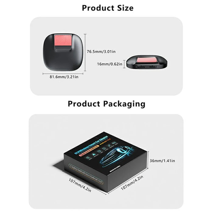 GT8 3 in 1 Wireless Smart Car Android Box 4GB RAM + 64GB Storage Car Play Adapter Android Auto - 7