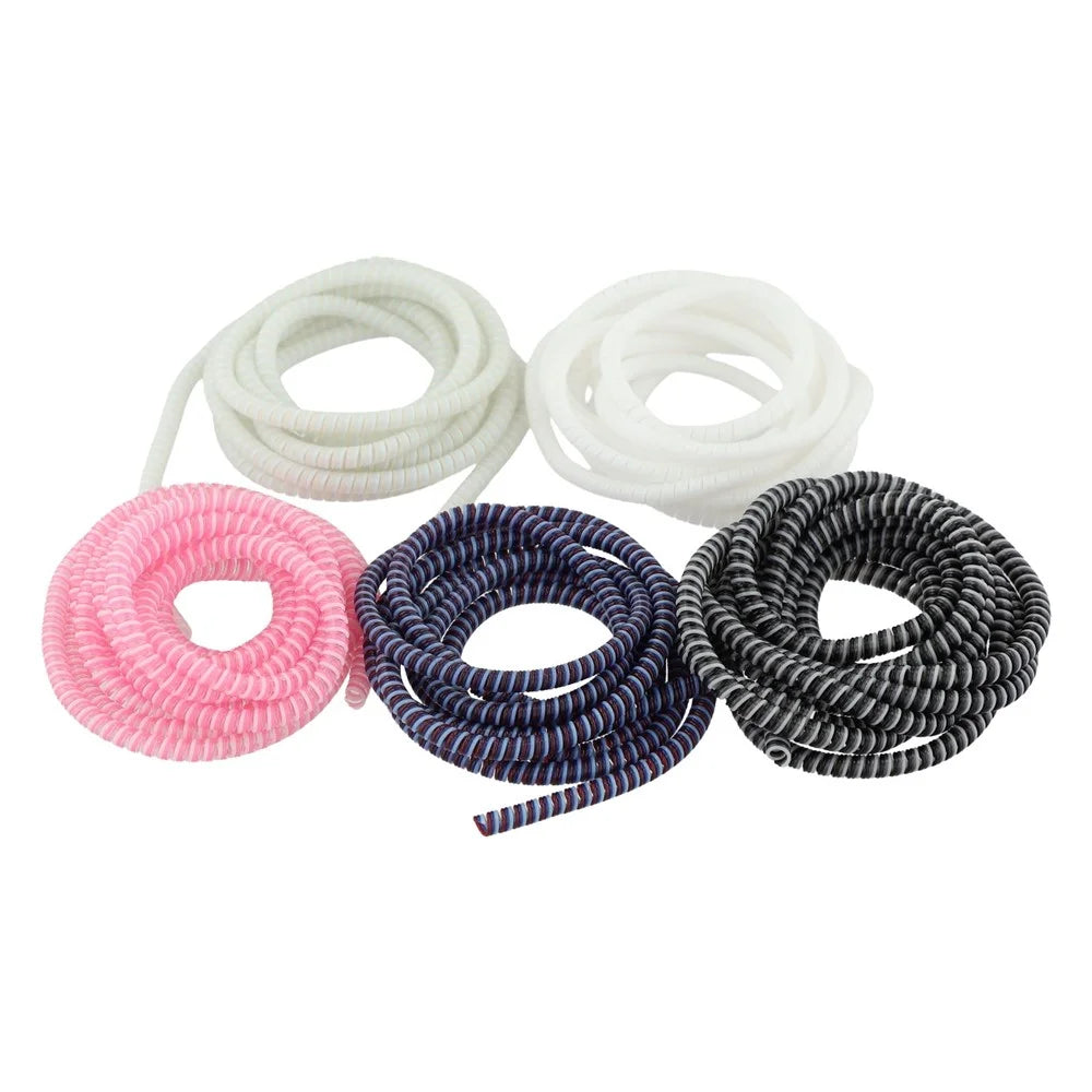 5PCS 2.8m Spiral Data Cable Protector TPU Spring Wrap Cord Saver Protective Sleeve - Beige / White / Dark Blue / Pink / Black - 1