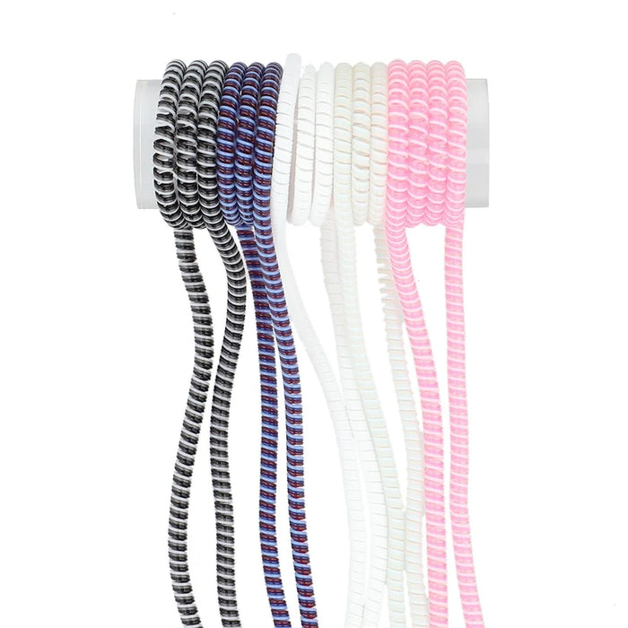 5PCS 2.8m Spiral Data Cable Protector TPU Spring Wrap Cord Saver Protective Sleeve - Beige / White / Dark Blue / Pink / Black - 2