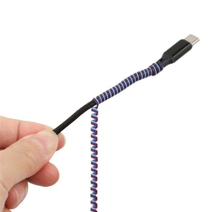 5PCS 2.8m Spiral Data Cable Protector TPU Spring Wrap Cord Saver Protective Sleeve - Beige / White / Dark Blue / Pink / Black - 5