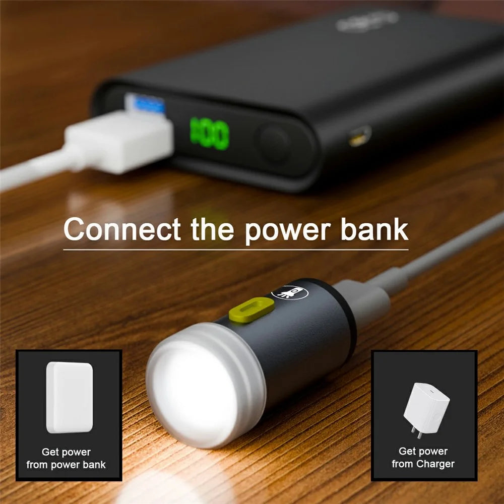 PW-055 2Pcs 210 Lumens USB C Mini LED Flashlight Interior Atmosphere Lighting Torch for Outdoor Walking Cycling - 3